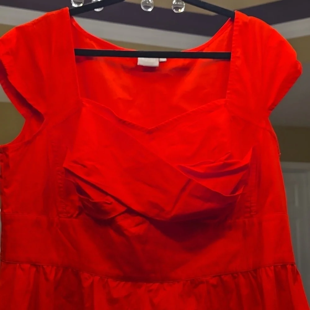 eShakti Cotton Vibrant Red Mini Dress - Picture 3 of 16